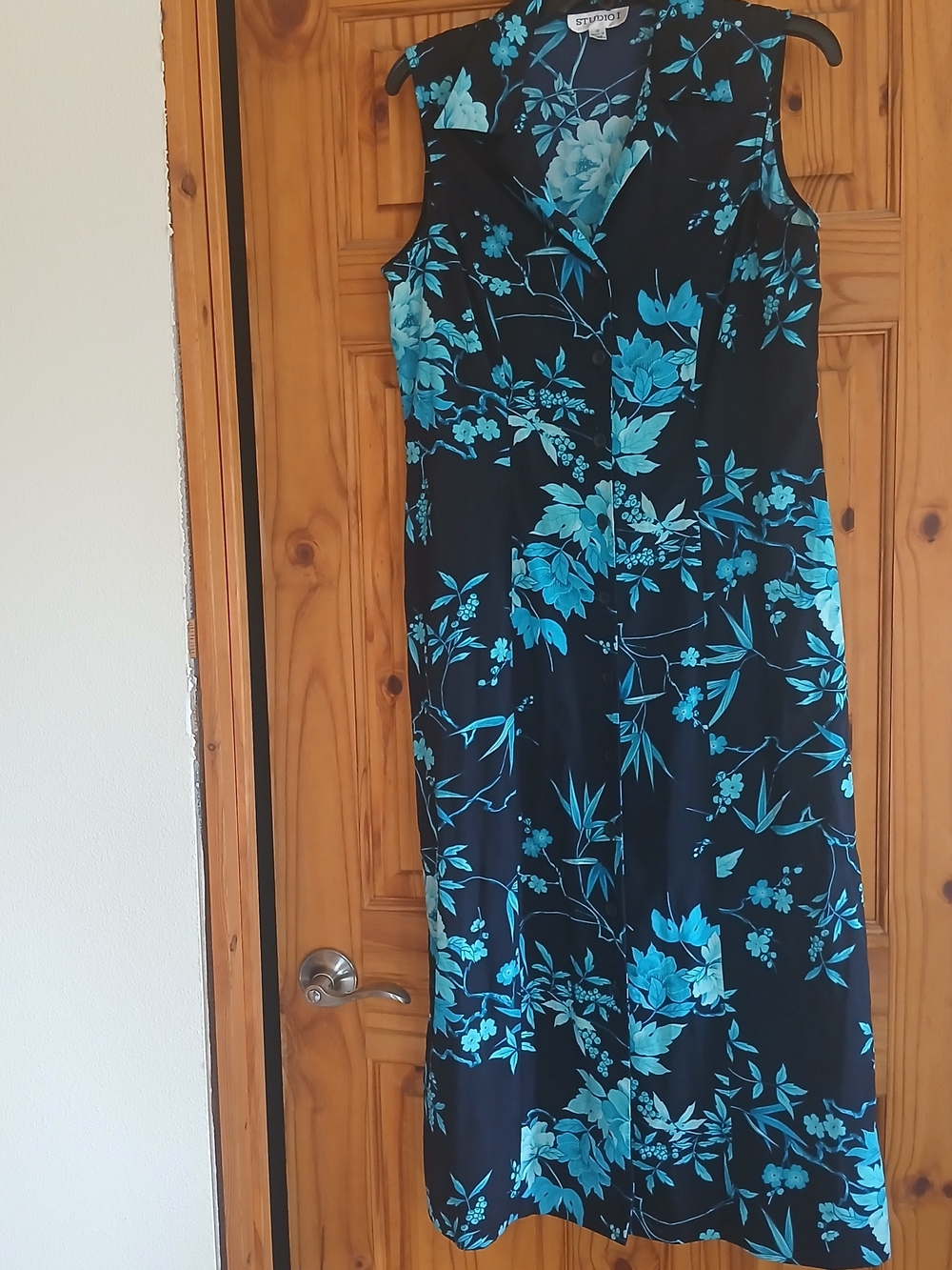 Studio I Blue Midi Dress with Teal Floral Print